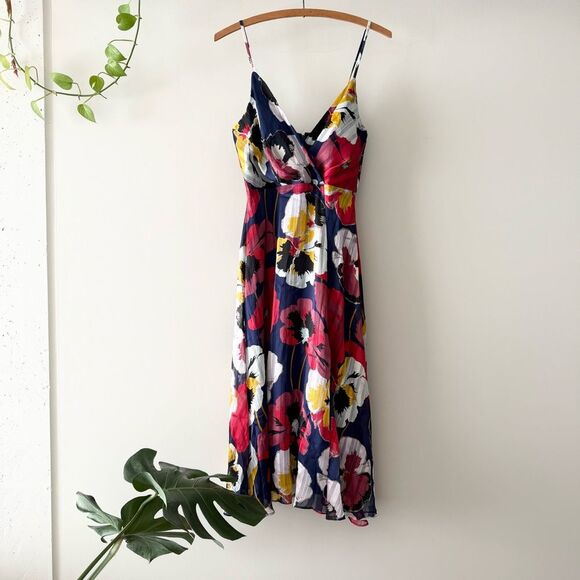 Lulus All About Love‎ Royal Blue Floral Print Midi Dress XS - Picture 1 of 4